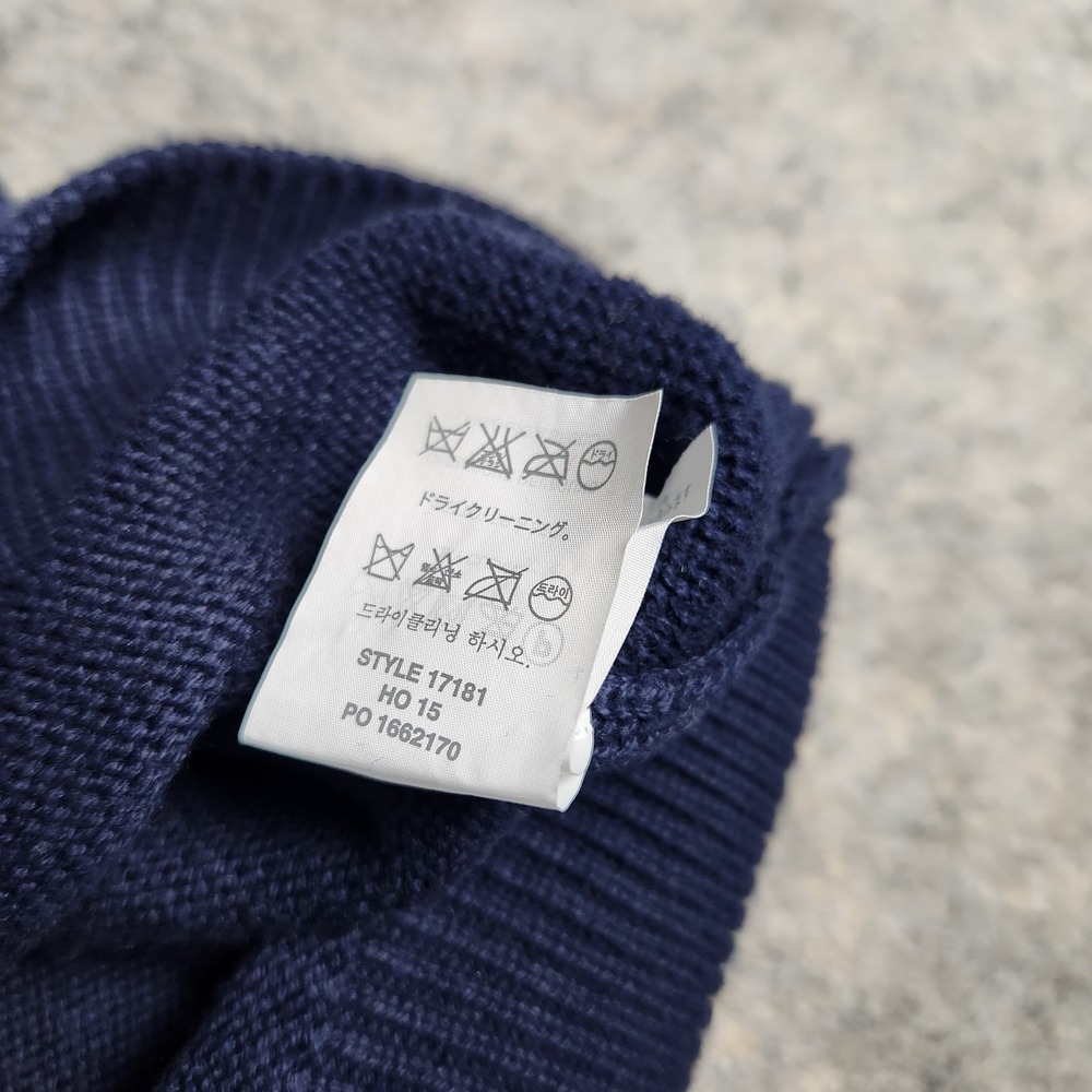 J Crew Extra Chunky Knit Sweater Men L Blue 95 Cotton 5 Cashmere Preppy 1/4 Zip - Picture 7 of 7